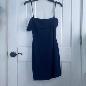 Navy one shoulder dress
